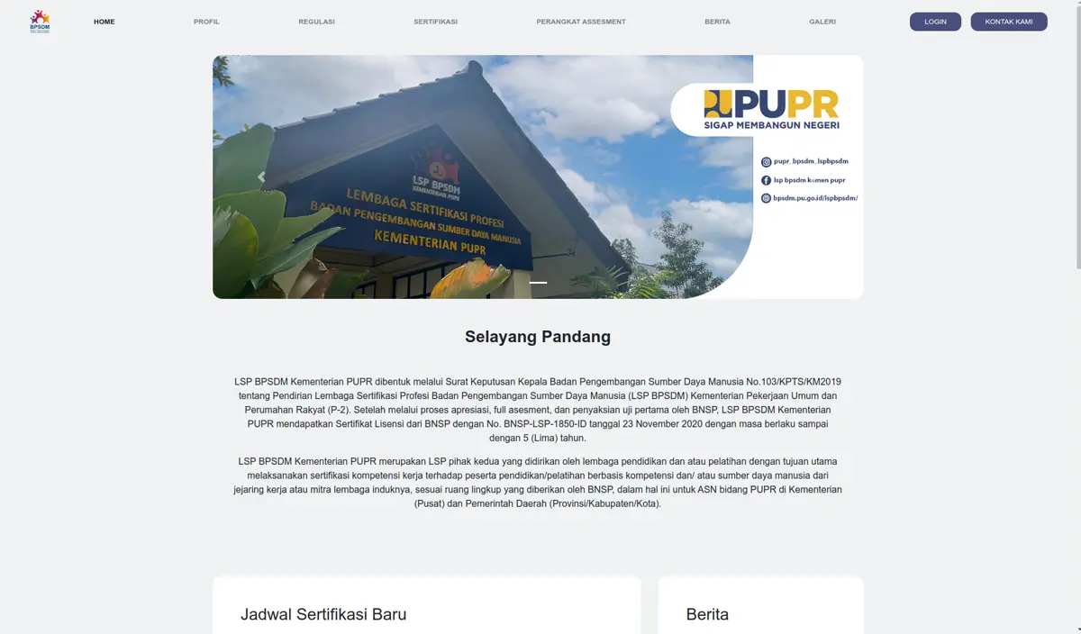 Screenshot of LSP BPSDM PUPR Website