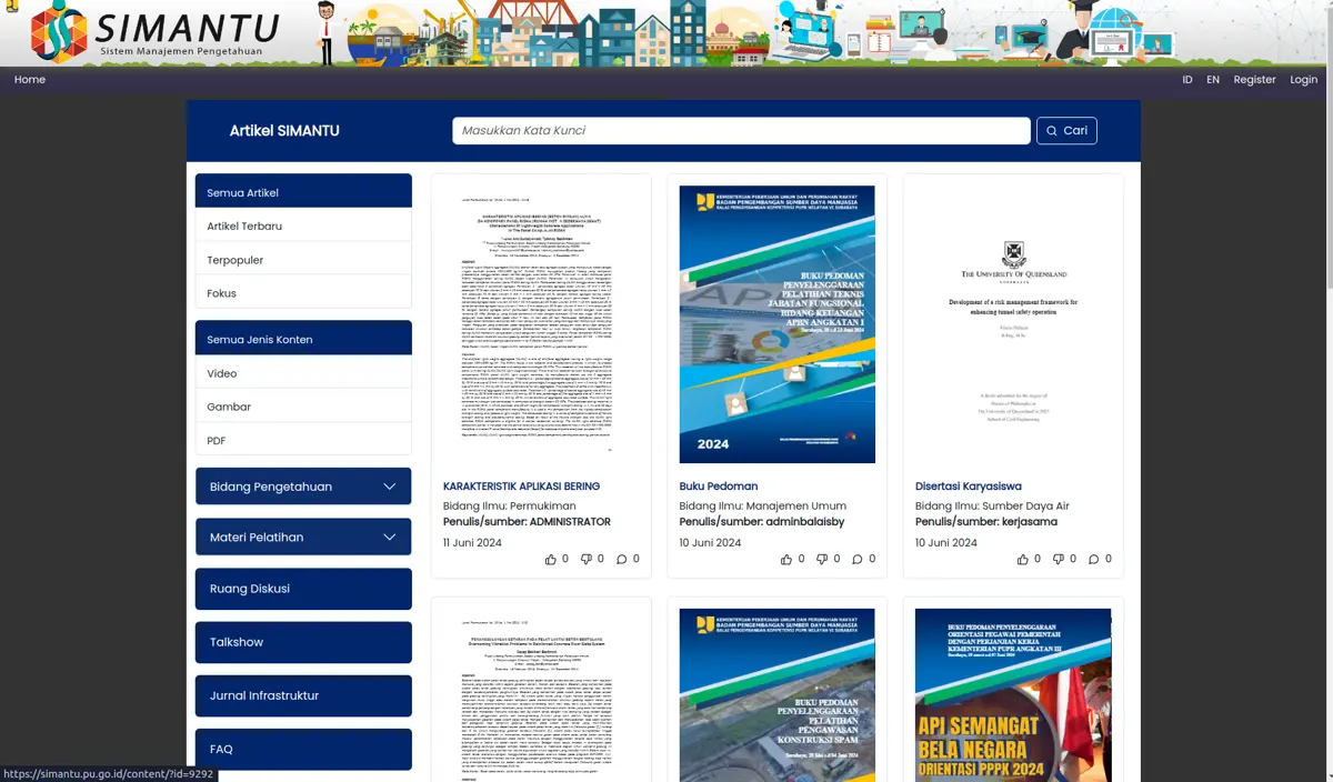 Screenshot of SIMANTU - Sistem Manajemen Pengetahuan